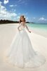 Abito da Sposa con Nastro Romantico Ball Gown tradizionale Barchetta con Maniche Lunghe - 3