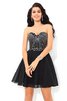 Prinzessin Normale Taille Mini Cocktailkleid mit Pailletten mit Reißverschluss - 1