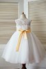 Robe de cortège enfant en tulle longueur mollet manche nulle avec zip de princesse - 3