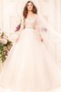 Robe de mariée elégant classique de traîne courte avec nœud à boucles avec perle - 1