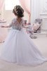 Robe de cortège enfant naturel de mode de bal avec fleurs en tulle au niveau de cou - 2