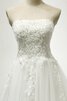 Abito da Sposa A-Line con Perline Coda A Strascico Corto Senza Maniche in Tulle Naturale - 4