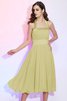 Robe demoiselle d'honneur plissé simple de princesse au drapée avec chiffon - 11