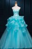 Herz-Ausschnitt Spitze Perlenbesetztes Quinceanera Kleid mit Rücken Schnürung mit Rüschen - 1