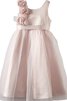 Robe de cortège enfant avec nœud a-ligne avec fleurs de tour de ceinture en haute en tulle - 1