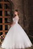 Abito da Sposa in Tulle con Mezze Maniche Ball Gown largo con Applique Naturale - 3