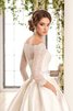 Robe de mariée naturel a-ligne en satin manche nulle epaule nue - 4