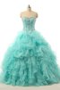 Organza Spitze Duchesse-Linie Reißverschluss Perlenbesetztes langes Quinceanera Kleid - 1