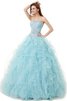 Abito dal Dolce Sedici in Tulle con Cristino con Increspature Senza Maniche A Terra Ball Gown - 3