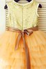 A-Line Prinzessin Wadenlanges Blumenmädchenkleid mit Blume mit Natürlicher Taille - 2