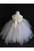 Abito da Cerimonia Bambini Alla Caviglia Senza Maniche con Fiore Ball Gown in Tulle con Piega - 3