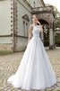 Robe de mariée plissage ligne a jusqu'au sol appliques cordon - 1