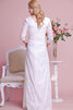 Robe de mariée en 3/4 manche avec zip coupé longue romantique - 3