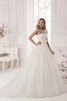 Abito da Sposa con Fiore con Applique A-Line Naturale Barchetta in Tulle - 1