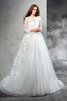 Abito da Sposa Lungo con Maniche Lunghe Naturale con Fiore Ball Gown - 1