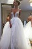 Abito da Sposa Stravagante Naturale in Tulle in Pizzo A-Line - 1