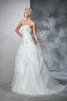 Abito da Sposa Classico in Tulle Allacciato con Perline Senza Spalline - 6