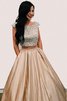 Robe de bal de princesse glamour manche nulle col u profond naturel - 1