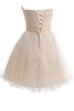 Abito Laurea in Tulle con Perline con Fiore A-Line con Increspature Naturale - 2