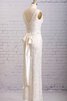Outdoor Perlenbesetztes V-Ausschnitt schlichtes langes Brautkleid ohne Taille - 2