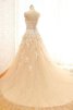 Robe de mariée avec manche épeules enveloppants de col en cœur appliques en tulle trou serre - 2