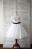 Robe de cortège enfant naturel ligne a de princesse avec ruban ceinture en étoffe - 3