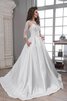 Abito da Sposa con Tre Quarti Lunghezza Maniche A Terra con Applique Tondo con Piega Elegante - 2