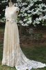 Robe de mariée distinguee a-ligne de traîne courte en plein air avec manche courte - 1