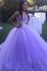 Abito da ballo spazzola treno ball gown con perline stupefacente in tulle senza maniche - 1