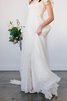 Abito da Sposa con Manica Corte in Chiffon sogno con Perline Senza Maniche Cerniera - 2