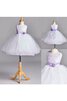 Abito da Cerimonia Bambini con Increspature Ball Gown in Tulle Senza Maniche con Fiore A Terra - 4