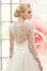 Abito da Sposa con Nastro A-Line classico con Perline A Terra conservatore - 3