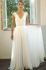 Abito da Sposa A Terra Semplice con Piega in Chiffon V-Scollo con Applique - 1