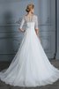 Robe de mariée en dentelle avec nœud boutonné brillant simple - 2