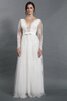 Abito da Sposa con Nastro in Tulle sensuale con Fusciacca in pizzo V-Scollo - 1