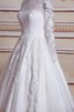 Abito da Sposa Cerniera in Raso in Tulle con Maniche Lunghe Sotto Ginocchio con Bottone - 5