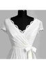 Reißverschluss Spitze stilvolles legeres Brautkleid mit Gürtel mit gekappten Ärmeln - 6