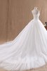 Abito da Sposa Naturale in Organza Ball Gown in Tulle in Pizzo Senza Maniche - 1