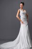 Robe de mariée sexy avec sans manches avec lacets de col en v ruché - 3