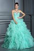 Robe de quinceanera longue de mode de bal en organza avec lacets avec sans manches - 4