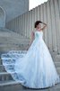 Abito da Sposa Coda A Strascico Cappella Lusso con Applique Senza Maniche Ball Gown - 1