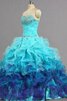 Vestido de Quinceañeras de Corte Evasé en Organza de Escote redondo de Volante de Largo - 3