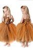 Abito da Cerimonia Bambini con Fiore Senza Maniche Ball Gown Largo Bretelle Conotta - 2