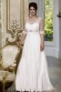 Abito da Sposa in Chiffon con Perline A-Line A Terra Spazzola Treno con Applique - 1