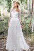 Abito da Sposa in pizzo con Fiore con Nastro A-Line in Pizzo A Terra - 1