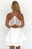 Robe de graduation divin de col en v naturel plissage courte - 3