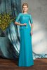 Natürliche Taile Chiffon Ärmelloses Bateau Bodenlanges Brautmutterkleid - 4