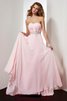 Sweep Train A-Line Chiffon Sittsames Abendkleid mit Applikation - 1