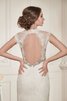 Robe de mariée naturel gaine v encolure de traîne moyenne avec manche épeules enveloppants - 4