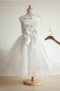 Abito da Cerimonia Bambini Lungo decorato Ball Gown Senza Maniche in Tulle - 2